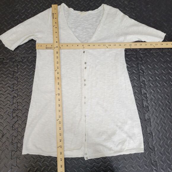 Eileen Fisher Linen Blend Long Line Short Sleeve Cardigan Size Small White - Picture 4 of 8
